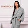 1Chase Luxury Cotton Bathrobe Ultra Soft, 100% Cotton Shawl Collar Robe for Men &amp; Women, Hotel &amp; Home Comfort (L/XL), Grey
