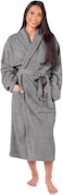 1Chase Luxury Cotton Bathrobe Ultra Soft, 100% Cotton Shawl Collar Robe for Men &amp; Women, Hotel &amp; Home Comfort (L/XL), Grey