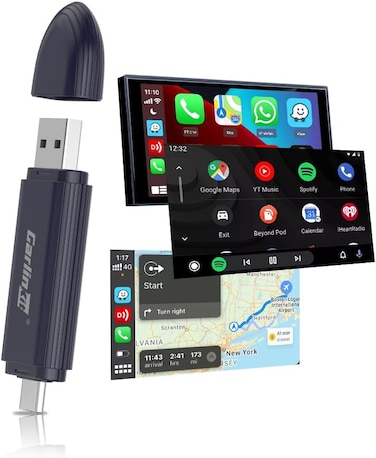 Carlinkit Upgraded 2-in-1 Wireless Stick, MINI SE PRO, Wireless CarPlay Adapter &amp; Android Auto, Built-in Bluetooth 5.4, WiFi 6, Arm A7 Processor, Low Power Consumption (Dark Blue)