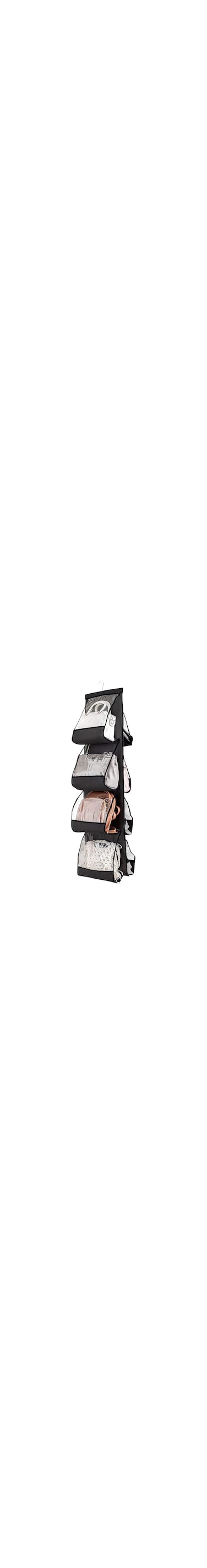 Funito Hanging Purse Organizer for Closet Clear Handbag Organizer for Purses, Handbags Etc. 8 Easy Access Clear Vinyl Pockets with 360 Degree Swivel Hook