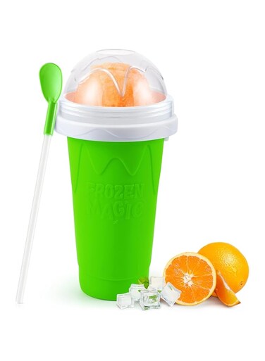 RELPOM Slushie Maker Cup, TIK TOK Magic Quick Frozen Smoothies Cup, Cooling Cup, Double Layer Squeeze Slushy Maker Cup, Cool Stuff Birthday Gifts for Kids (Green)