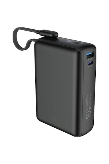 20000mAh Power Bank 40W PD Fast Charging with Built-in Type-C Cable