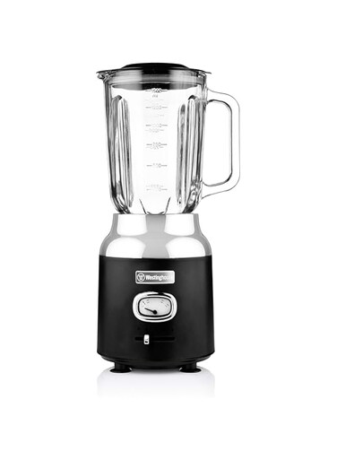 Westinghouse Retro Food Blender - 600 Watt Liquidiser Blender for Kitchen - Smoothie Maker with 1.5 L Glass Jug - Mixer Blender For Milkshake, Soup, Fruit, Juice &amp; Smoothies - Black