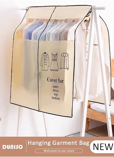 Hanging Garment Bag, Large Closet Clothing Protector, Dust-proof Wardrobe Garment Storage Bag, Coat Covers for Closet with Strap for Suits, Shirts, Jackets, Long Dress
