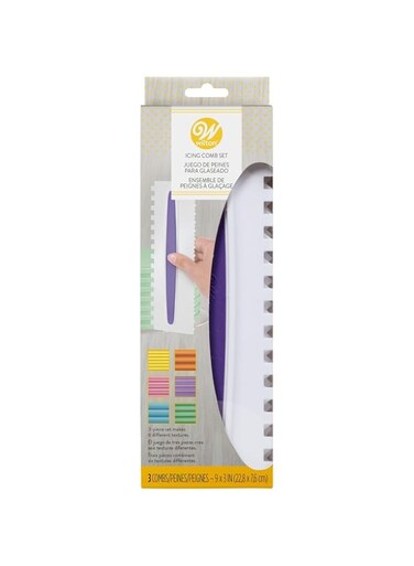 Wilton 417-1154 Icing Smoother Comb Set-3 Piece, White/Purple