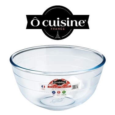 Ocuisine 2L Mixing Bowl - Tempered Borosilicate Glass &amp; Thermal Shock Resistant