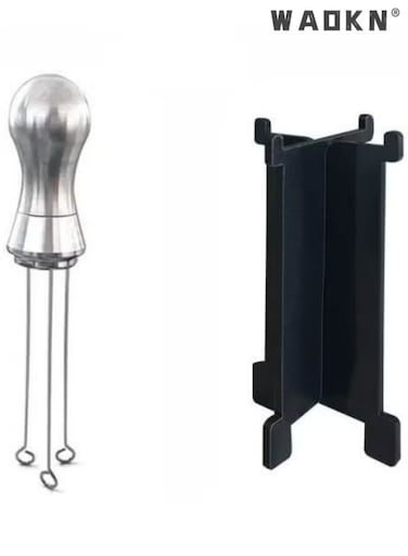 Espresso Stirrer Tool Espresso Accessories Espresso Stirring Tool Needle Coffe Distribution Tool,Espresso Dispensing Tool, 3-pin Espresso Blender, Stainless Steel Handle with Stand (Silver)