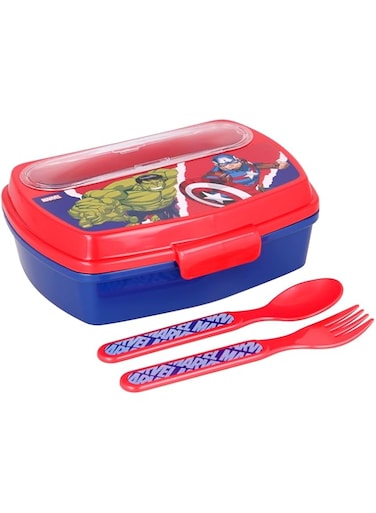 Stor Funny Sandwich Box With Cutlery Avengers Comic Heroes, Multi Color