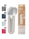 Stainless Steel Cutlery Set, Travel Utensils Set with Silicone Case Pouch, Fork Spoon Knife Camping Set, Cutlery Set for Kids School, Set of 4 (Sand Dune)
