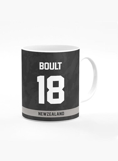 Designer Printed Coffee Mug with Heavy Duty Handle 11oz Ceramic Personalised Gift Mugs Cup [Microwave Safe &amp; Dishwasher Proof ] - Cricket Player - Trent Boult, Jersey Number - 18