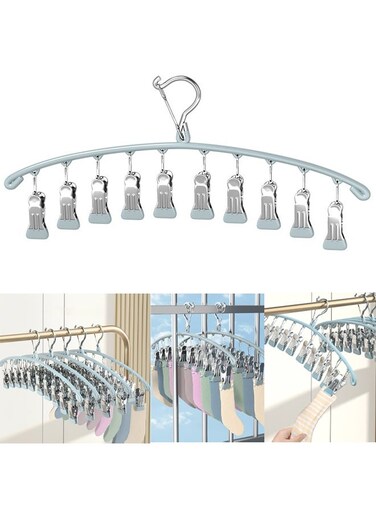 Legging Organizer for Closet Metal Yoga Pants Hanger w/Rubber Coated 10 Clips Hold 10 Leggings Hangers Space Saving Hanging for Closet Organizers and Storage Sock Rack Grey