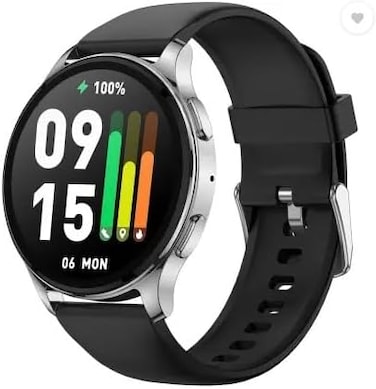 Amazfit  POP 3R Smart Watch With 1.43" AMOLED Display, BT Calling and AI Voice Assistance Smartwatch (Black Premium Strap, Free Size)
