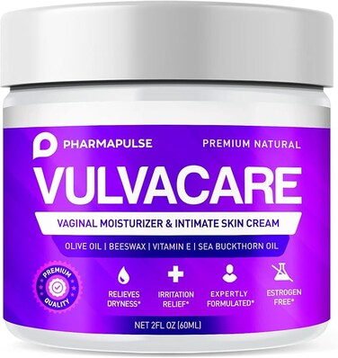 Organic Vaginal Moisturizer, Vulva Balm Cream, Intimate Skin Care, Menopause Support - Relieves Dryness, Itching, Burning, Redness, Chafing, Odor, Irritation - Estrogen Free (2 Ounces)