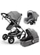 Duchic&trade; 3-in-1 Baby Stroller with Carrycot, Car Seat &amp; Reclining, Lightweight Travel Stroller, Foldable Baby Stroller, baby stroller 0-3 years (GREY &amp; BLACK)