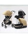 Duchic&trade; 3-in-1 Baby Stroller with Carrycot, Car Seat &amp; Reclining, Lightweight Travel Stroller, Foldable Baby Stroller, baby stroller 0-3 years (KHAKI &amp; BLACK)