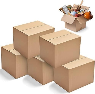 Duchic&trade; Pack of 10 Cardboard Moving Boxes,10kg Capacity, Brown, Corrugated, Recyclable,Brown Carton for Packaging, Shipping and Storage, 3 ply (45X32X23 CM)