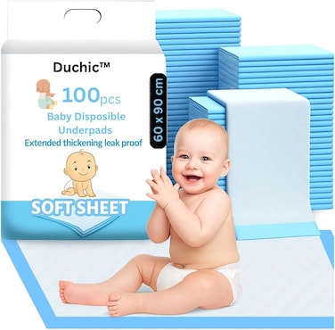 Duchic&trade; [ 100 pieces ] Baby Disposable Incontinence Bed Pads, Underpads, Bed Mats, Mattress Protectors, Waterproof Bed Sheets for Babies Baby Diapers Newborn Pads Waterproof Leak 60X90 cm