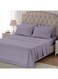 4-Piece Luxury Super King Lilac Striped Bedding Set &ndash; Premium Microfiber Flat &amp; Fitted Sheets with 2 Pillowcases