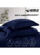 4-Piece Luxury Super King Navy Blue Striped Bedding Set &ndash; Premium Microfiber Flat &amp; Fitted Sheets with 2 Pillowcases