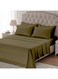 4-Piece Luxury Super King Olive Green Striped Bedding Set &ndash; Premium Microfiber Flat &amp; Fitted Sheets with 2 Pillowcases