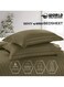 4-Piece Luxury Super King Olive Green Striped Bedding Set &ndash; Premium Microfiber Flat &amp; Fitted Sheets with 2 Pillowcases