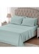 4-Piece Luxury Super King Pastel Green Striped Bedding Set &ndash; Premium Microfiber Flat &amp; Fitted Sheets with 2 Pillowcases