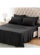 4-Piece Luxury Super King Black Striped Bedding Set &ndash; Premium Microfiber Flat &amp; Fitted Sheets with 2 Pillowcases