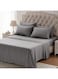 4-Piece Luxury Super King Grey Striped Bedding Set &ndash; Premium Microfiber Flat &amp; Fitted Sheets with 2 Pillowcases