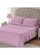 4-Piece Luxury Super King Pink Striped Bedding Set &ndash; Premium Microfiber Flat &amp; Fitted Sheets with 2 Pillowcases