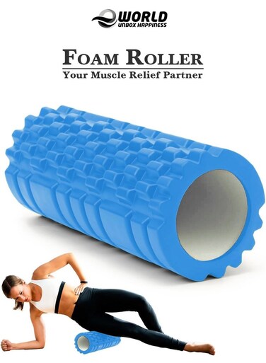 EVA Foam Roller for Yoga &amp; Deep Tissue Massage &ndash; High-Density Muscle Recovery Roller (Blue)