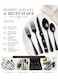 24-Piece Black Stainless Steel Cutlery Set, Premium Food Grade Flatware Set for Home, Kitchen &amp; Restaurant Use