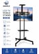 Single Monitor Adjustable TV Floor Stand with Wheels, Swivel Mobile TV Mount for 32&ndash;65 Inch LCD/LED Screens with Camera Shelf &amp; DVD Rack