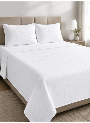 3-Piece Printed Microfiber Flat Bedsheet Set Single Size with 2 Pillow Covers, Chevron Print, Ultra Soft, Breathable &amp; Fade Resistant