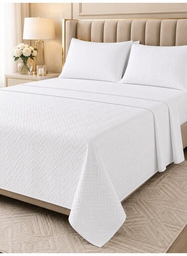 4-Piece Printed Microfiber Bedsheet Set Queen Size with Fitted Sheet, Chevron Print Flat Sheet &amp; 2 Pillow Covers, Deep Pocket &amp; Hotel Quality Comfort