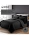 4-Piece Luxury King Size Striped Bedding Set with Duvet Cover, Fitted Bed Sheet &amp; 2 Pillowcases, Hotel-Inspired Comfort