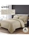 4-Piece Luxury King Size Striped Bedding Set with Duvet Cover, Fitted Bed Sheet &amp; 2 Pillowcases, Hotel-Inspired Comfort