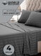 4-Piece Luxury King Size Striped Bedding Set with Duvet Cover, Fitted Bed Sheet &amp; 2 Pillowcases, Hotel-Inspired Comfort