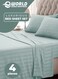 4-Piece Luxury King Size Striped Bedding Set with Duvet Cover, Fitted Bed Sheet &amp; 2 Pillowcases, Hotel-Inspired Comfort