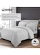 4-Piece Luxury King Size Striped Bedding Set with Duvet Cover, Fitted Bed Sheet &amp; 2 Pillowcases, Hotel-Inspired Comfort