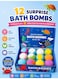 Kids Bath Bomb Gift Set &ndash; Pack of 12 Colorful Fizzy Bath Bombs with Surprise Toys Inside, 12 Unique Scents