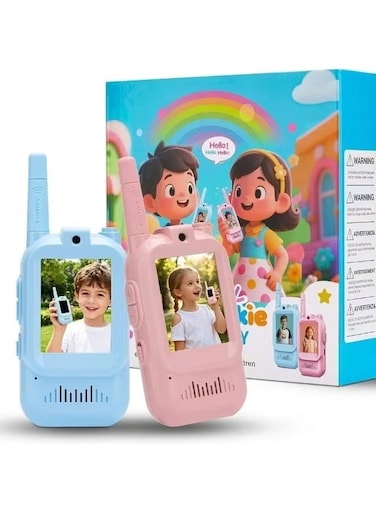 Kids Video Walkie Talkies 2 Pack &ndash; HD Camera Video Communication Device with Voice Changer, Rechargeable Long-Range Toy for Boys &amp; Girls