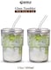 13oz / 400ml Clear Double Wall Glass Tumbler with Lid &amp; Straw &ndash; Insulated Thick Glass Mug   Pack of 2