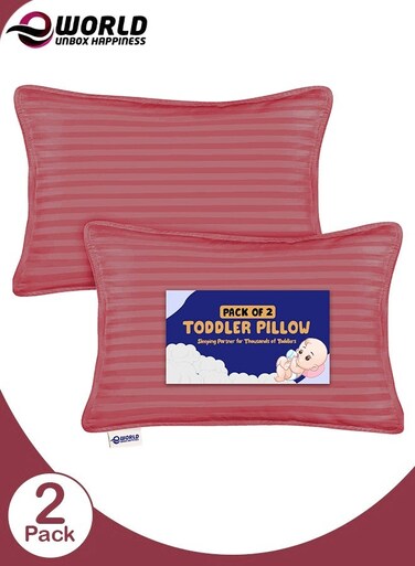 Pack of 2 Toddler Baby Sleeping Pillow, Soft Cotton Blend Cover with Polyester Filling, Perfect for Home &amp; Hotel Rooms, Maroon