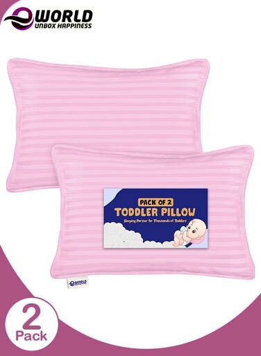 Pack of 2 Toddler Baby Sleeping Pillow, Soft Cotton Blend Cover with Polyester Filling, Perfect for Home &amp; Hotel Rooms, Pink