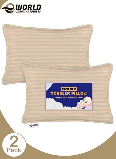Pack of 2 Toddler Baby Sleeping Pillow, Soft Cotton Blend Cover with Polyester Filling, Perfect for Home &amp; Hotel Rooms, Cream