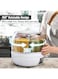 6-Grid 22Lb Grain Storage Container   360&deg; Rotating Rice Dispenser with One-Click Output   Airtight Food Organizer for Rice, Beans &amp; Cereal