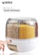 6-Grid 22Lb Grain Storage Container   360&deg; Rotating Rice Dispenser with One-Click Output   Airtight Food Organizer for Rice, Beans &amp; Cereal