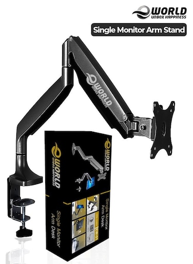 Single Monitor Arm Desk Mount with Gas Spring, Full Motion &amp; Height Adjustment, Fits 19&ndash;32 Inch Screens (Black)