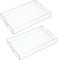 Clear Acrylic Serving Trays with Handles, Rectangular Set of 2 &ndash; Multipurpose Organizer &amp; Decorative Trays for Coffee Table, Food, Wine, Makeup &amp; Home Use (15.2" x 11" x 2")