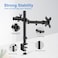 Dual Monitor Desk Mount with Telescoping Arms &ndash; Fits 2 Screens 13&ndash;27 Inch, Heavy-Duty Clamp Base, VESA Compatible